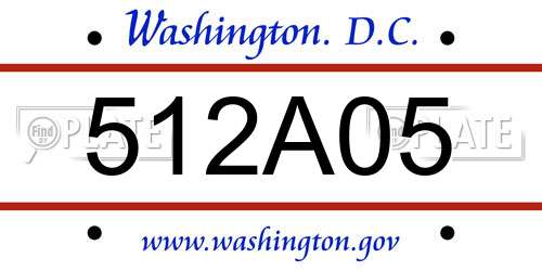 512A05 District Of Columbia License Plate