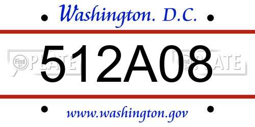512A08 District Of Columbia License Plate