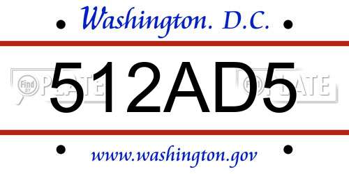512AD5 District Of Columbia License Plate