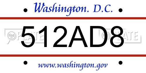 512AD8 District Of Columbia License Plate