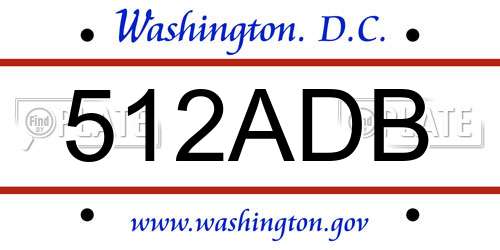 512ADB District Of Columbia License Plate