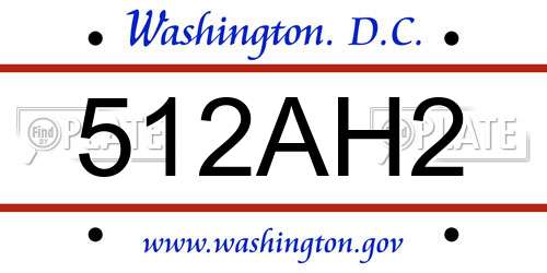 512AH2 District Of Columbia License Plate