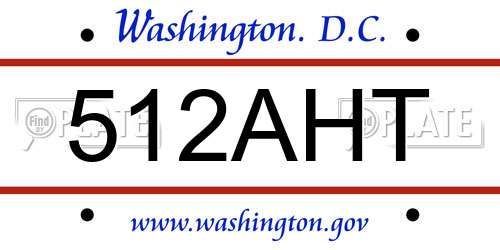 512AHT District Of Columbia License Plate