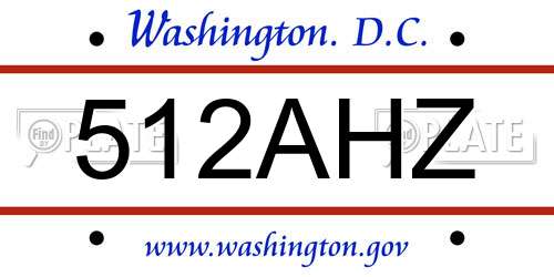 512AHZ District Of Columbia License Plate