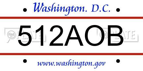 512AOB District Of Columbia License Plate