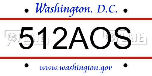 512AOS District Of Columbia License Plate