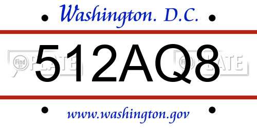 512AQ8 District Of Columbia License Plate