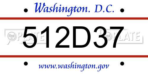 512D37 District Of Columbia License Plate