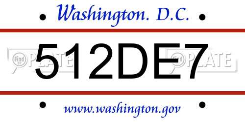 512DE7 District Of Columbia License Plate