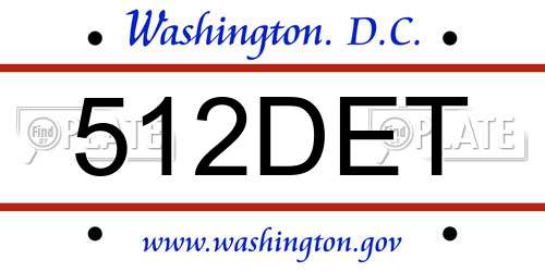 512DET District Of Columbia License Plate