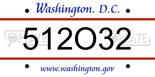 512O32 District Of Columbia License Plate