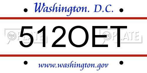 512OET District Of Columbia License Plate