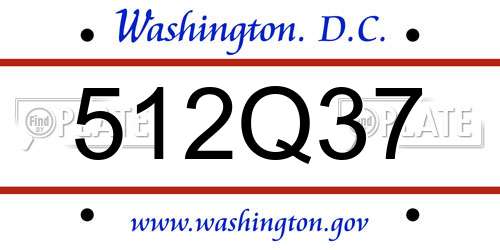 512Q37 District Of Columbia License Plate