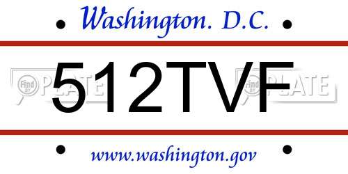 512TVF District Of Columbia License Plate