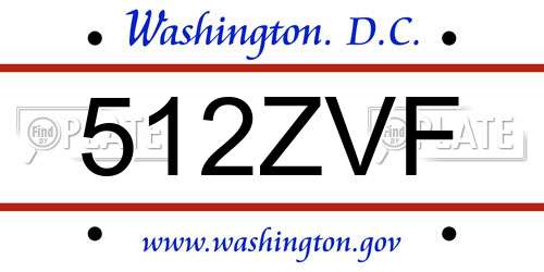 512ZVF District Of Columbia License Plate