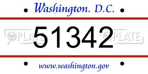 51342 District Of Columbia License Plate