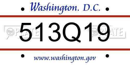 513Q19 District Of Columbia License Plate