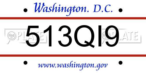 513QI9 District Of Columbia License Plate