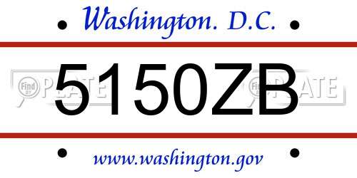 5150ZB District Of Columbia License Plate