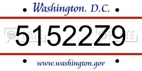 51522Z9 District Of Columbia License Plate