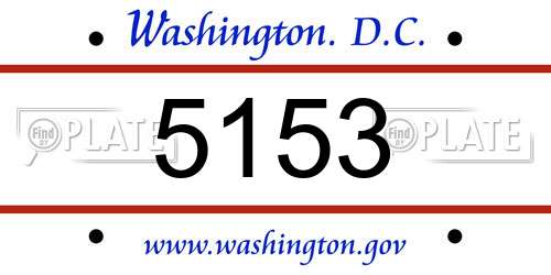 5153 District Of Columbia License Plate