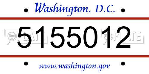 5155012 District Of Columbia License Plate