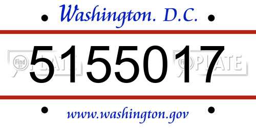 5155017 District Of Columbia License Plate