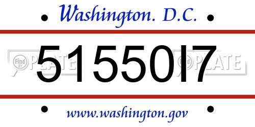 51550I7 District Of Columbia License Plate