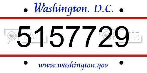 5157729 District Of Columbia License Plate