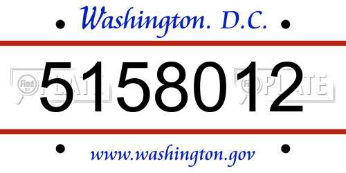 5158012 District Of Columbia License Plate