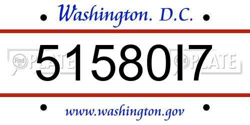 51580I7 District Of Columbia License Plate