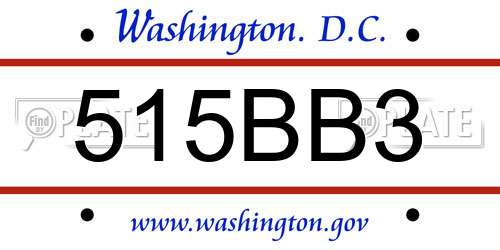 515BB3 District Of Columbia License Plate