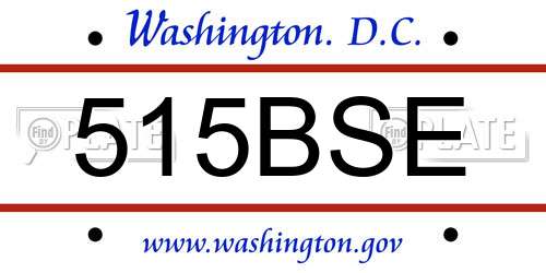 515BSE District Of Columbia License Plate
