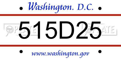 515D25 District Of Columbia License Plate