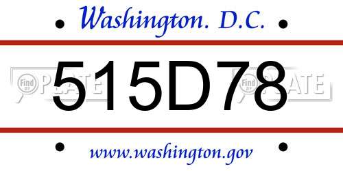 515D78 District Of Columbia License Plate