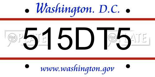 515DT5 District Of Columbia License Plate