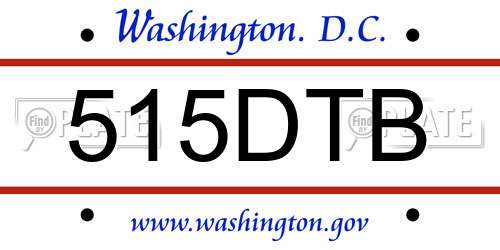 515DTB District Of Columbia License Plate