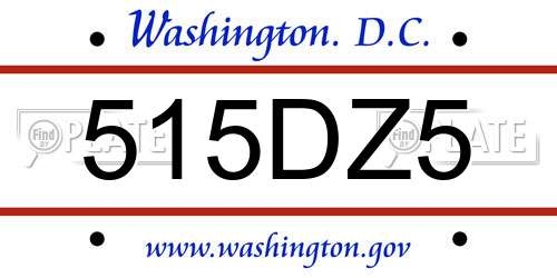 515DZ5 District Of Columbia License Plate