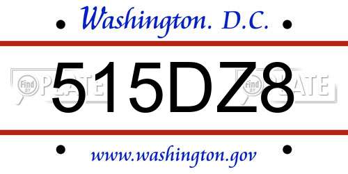 515DZ8 District Of Columbia License Plate