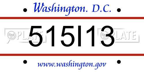 515I13 District Of Columbia License Plate