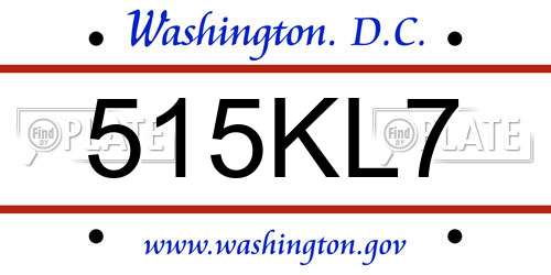 515KL7 District Of Columbia License Plate