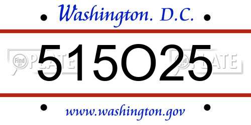 515O25 District Of Columbia License Plate