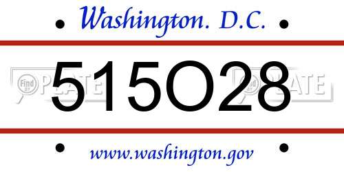 515O28 District Of Columbia License Plate