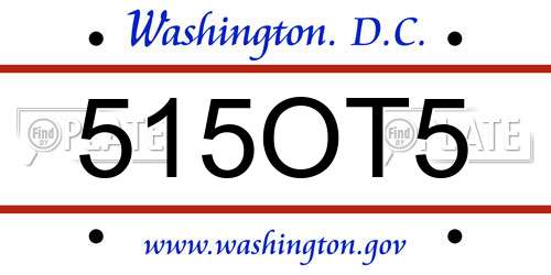 515OT5 District Of Columbia License Plate