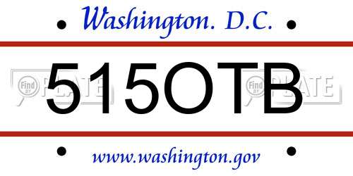 515OTB District Of Columbia License Plate