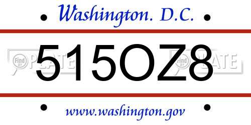 515OZ8 District Of Columbia License Plate