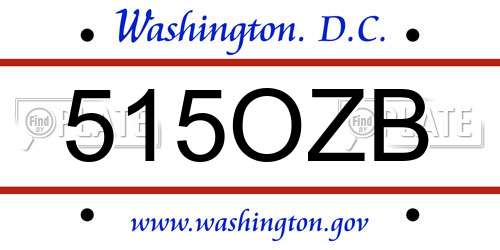 515OZB District Of Columbia License Plate