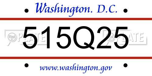 515Q25 District Of Columbia License Plate