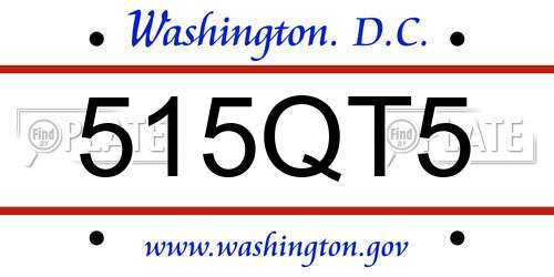515QT5 District Of Columbia License Plate