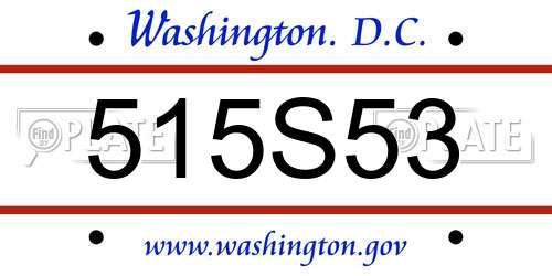 515S53 District Of Columbia License Plate